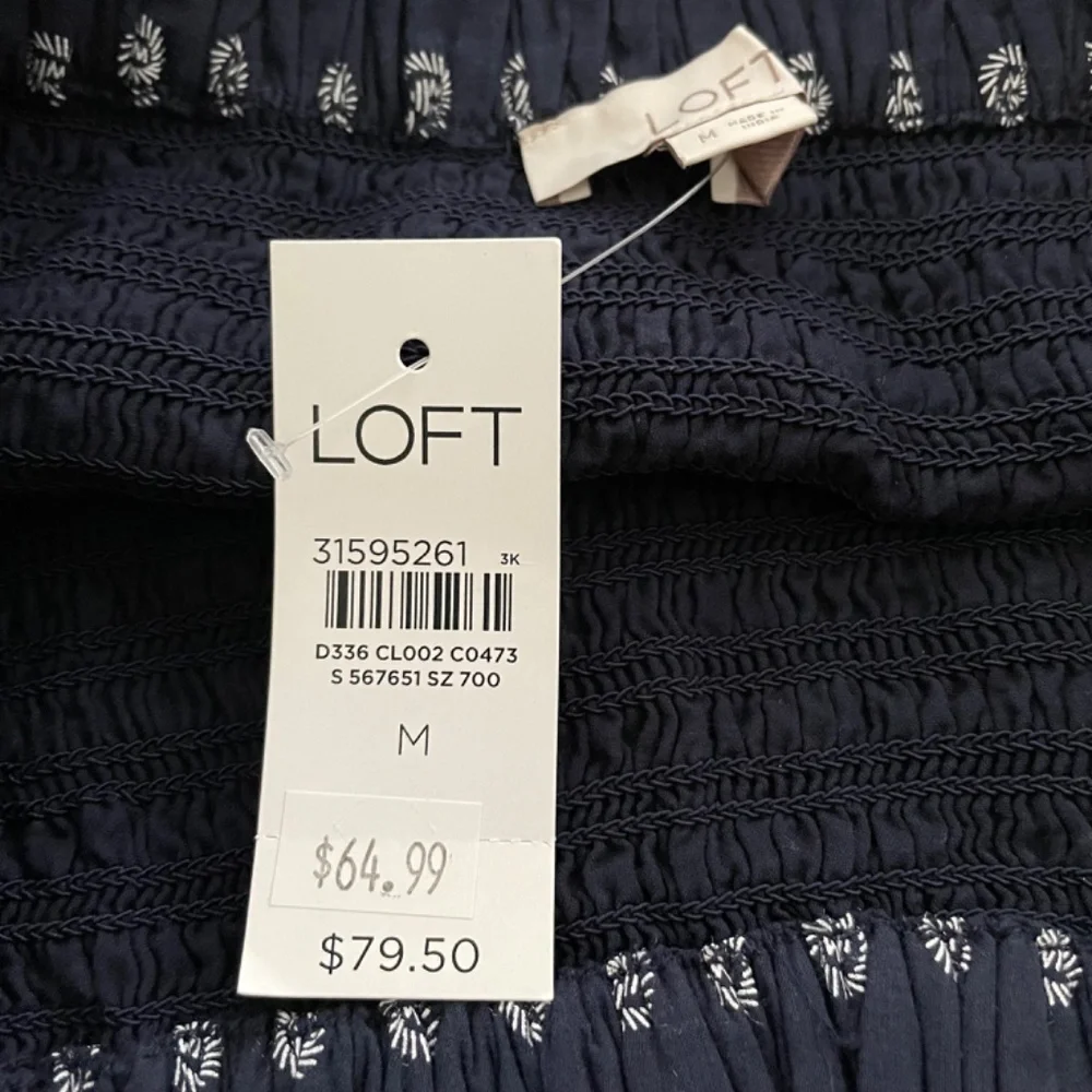 LOFT Women’s Medium Blue White Tiered Ruffled Mini Skirt NEW